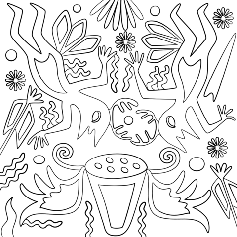 Huichol Art   Abstract Figures Coloring Page